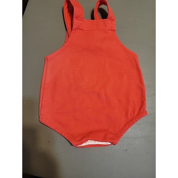 Vtg Carters Overall Shorts Romper 9 Month Teddy Bear Red White - Picture 6 of 7